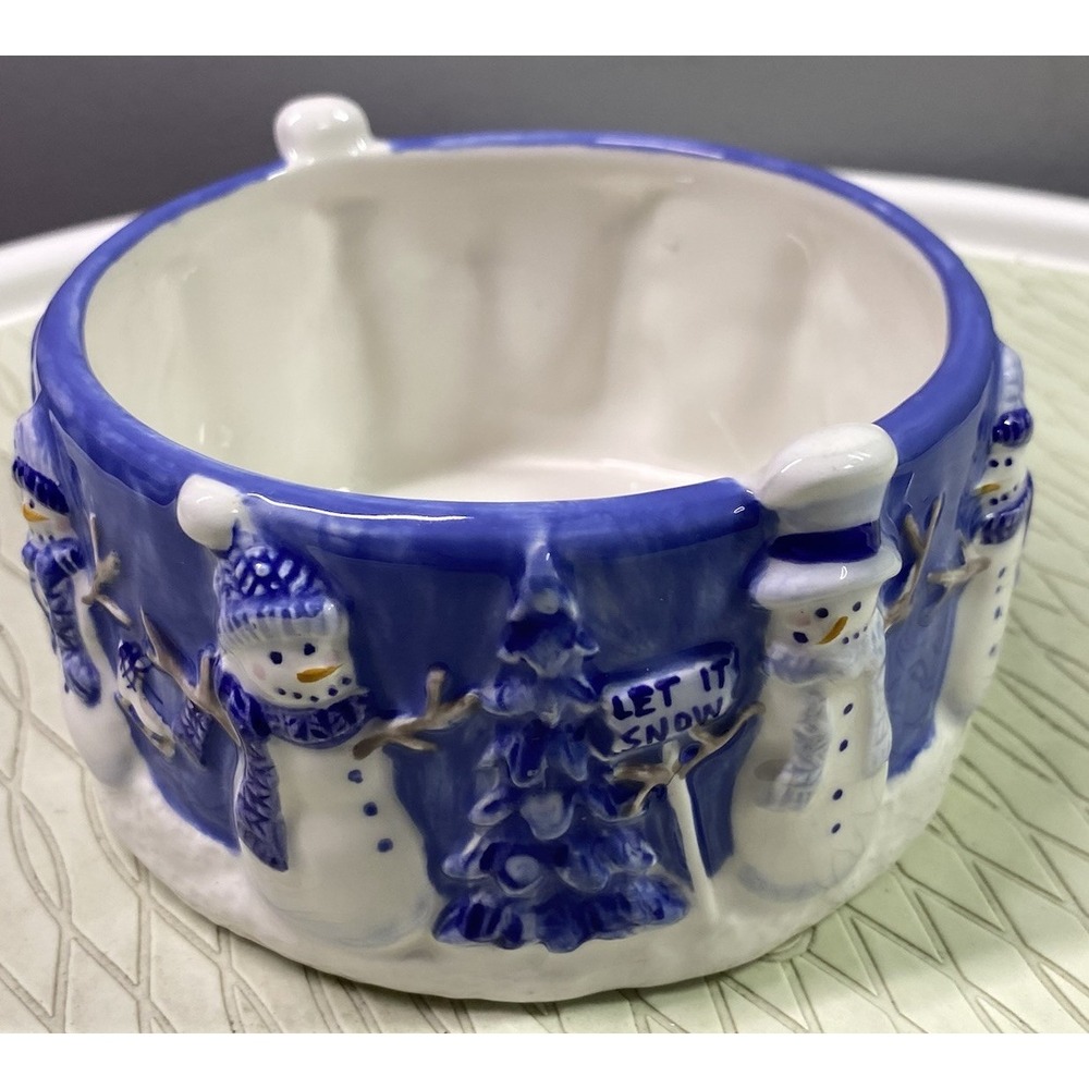 Sonoma Life + Style Snowman Dip Bowl W/snowman Spreader Blue& White 2.5x4.5" EUC - Picture 3 of 8